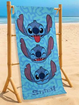 Yellow Bee - Blue Cotton Printed Bath Towel