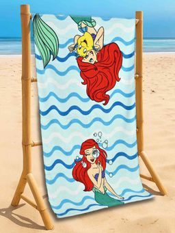 Yellow Bee - Blue Cotton Printed Bath Towel