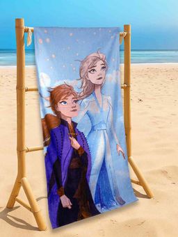 Yellow Bee - Blue Cotton Printed Bath Towel