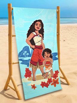 Yellow Bee - Blue Cotton Printed Bath Towel