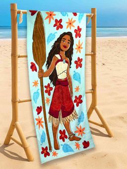 Yellow Bee - Blue Cotton Printed Bath Towel