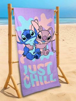 Yellow Bee - Purple Cotton Printed Bath Towel