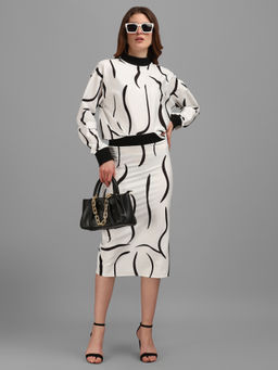 PURVAJA - Black Printed Co-ords Midi Dress (Set of 2)