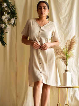 Sundarii - Silvy Front Open Short Dress