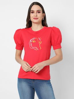 PINACOLADA - Women Red Graphic Regular Top