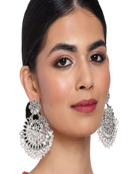 Accessher - Brass Women Silver Plated-White Tone Pearl Handcrafted Earrings