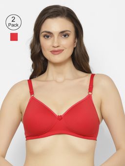 Floret - Wirefree Padded Seamless Bra - Red