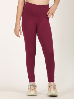 ZION - Girls Solid Leggings Maroon
