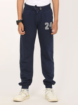 ZION - Boys Solid Joggers with Numeric Applique Navy Blue