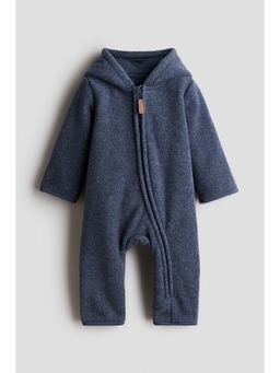 H&M - Unisex Blue Hooded Fleece All-In-One Rompersuit