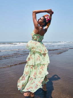 Gopi Vaid - Ornos Strappy Tiered Dress