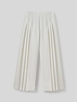 Pomelo - High Waist Side Pleated Detail Wide Leg Trousers