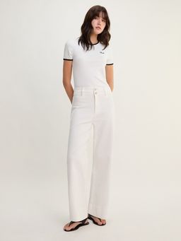 Pomelo - High Waist Straight Leg Denim Pants - White