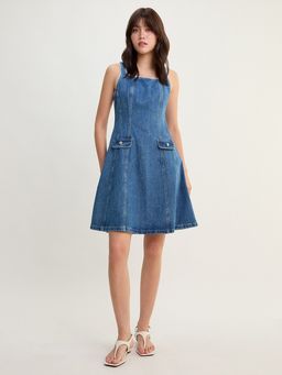 Pomelo - Denim Mini Dress - Blue