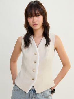Pomelo - Tailored Button Vest - Beige