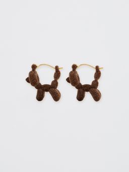 Pomelo - Plush Knot Drop Earrings - Brown