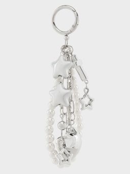 Pomelo - Star Charm Pearl Keyring - Metallic Silver