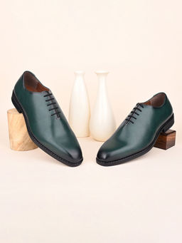 Louis Stitch - Men Seaweed Green Formal Wholecut Lace-Up Derby Shoes