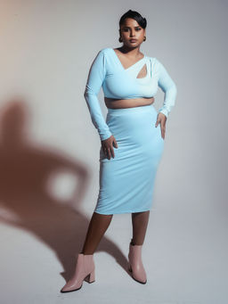 Lea Clothing - Adelina Blue Spandex Co-Ord (Set of 2)