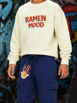 KiddoPanti - Boys Ramen Mood Printed Sweatshirt With Cargo Joggers