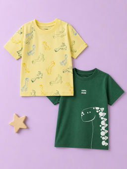 Kidbea - Cotton Graphic Crew Neck Short Sleeve Regular Fit T-Shirts (Pack of 2)