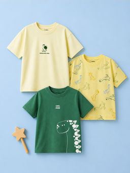 Kidbea - Cotton Graphic Crew Neck Short Sleeve Regular Fit T-Shirts (Pack of 3)