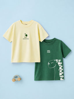 Kidbea - Cotton Graphic Crew Neck Short Sleeve Regular Fit T-Shirts (Pack of 2)