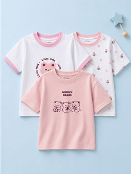 Kidbea - Cotton Graphic Crew Neck Short Sleeve Regular Fit T-Shirts (Pack of 3)
