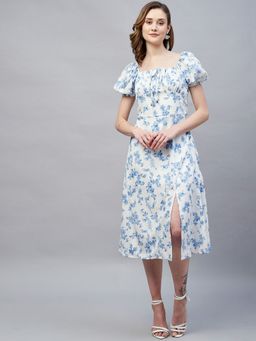 RARE - Women Casual Off White Color Midi Floral Dress