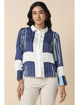 Allen Solly - Women Navy Blue Print Full Sleeves Shirt