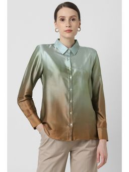 Van Heusen - Women Green Ombre Full Sleeves Party Shirt