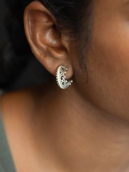 Shaya by CaratLane - Mandala Hoop Earrings In Oxidised 925 Silver