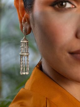 Shaya by CaratLane - Mandapa Pillar Jhumki Earrings In Oxidised 925 Silver