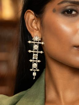 Shaya by CaratLane - 925 Silver Shaya by CaratLane Chaukhdi Long Earrings In Oxidised