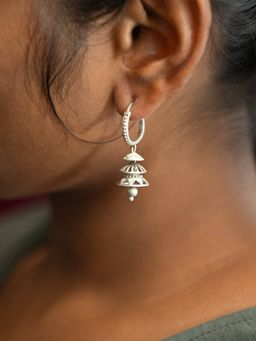 Shaya by CaratLane - Tri-Gumbaja Earrings In Oxidised 925 Silver