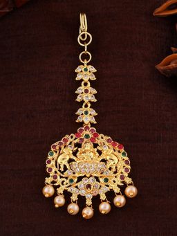 Estele - Gold Plated CZ Traditional Lakshmi Devi Designer Maang Tikka for Women