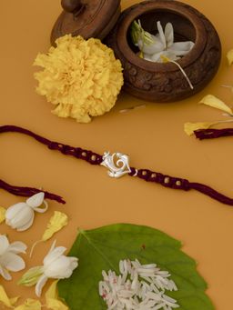 Praavy - Intricate Designer Ganesh Rakhi 925 Sterling Silver Rakhi for Brother