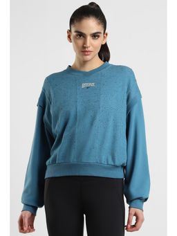 Reebok - Teal Textured V-Neck Sweatshirt