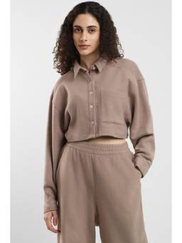 Reebok - Brown Solid/Plain Collar Neck Sweatshirt