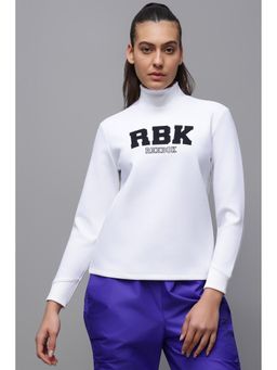 Reebok - White Typography High Neck Sweatshirt