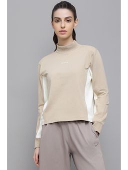 Reebok - Beige Colorblock High Neck Sweatshirt