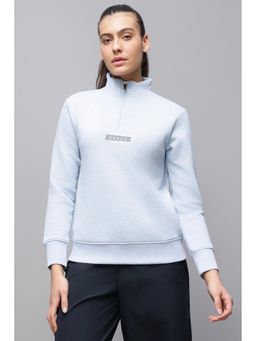 Reebok - Blue Solid/Plain High Neck Sweatshirt