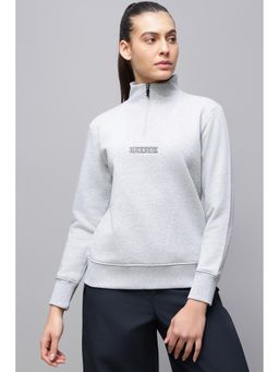 Reebok - Grey Solid/Plain High Neck Sweatshirt