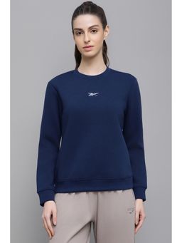 Reebok - Navy Blue Solid/Plain Round Neck Sweatshirt