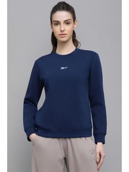 Reebok - Navy Blue Solid/Plain Round Neck Sweatshirt