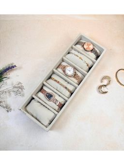La Trove - Premium 6 Slot Watch Organizer Sleek Tray Cream