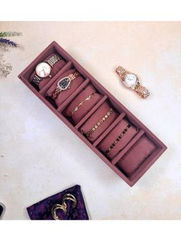 La Trove - Premium 6 Slot Watch Organizer Sleek Tray Darkpink
