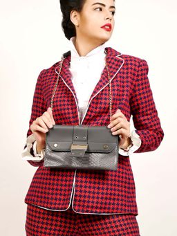 Odette - Grey Leather Printed Sling Bag