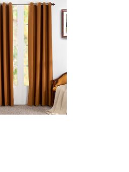 Maspar - Husk Float Cotton & Polyester Yarn Dyed Texture Bronze Calico Door Curtain Set of 2