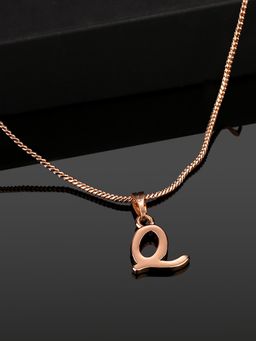 Estele - Valentine Gift - Rose Gold Plated Initial Q Letter Pendant for Women